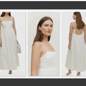 NEW Reformation East Square Neck Open Back Tiered Maxi Dress Size S